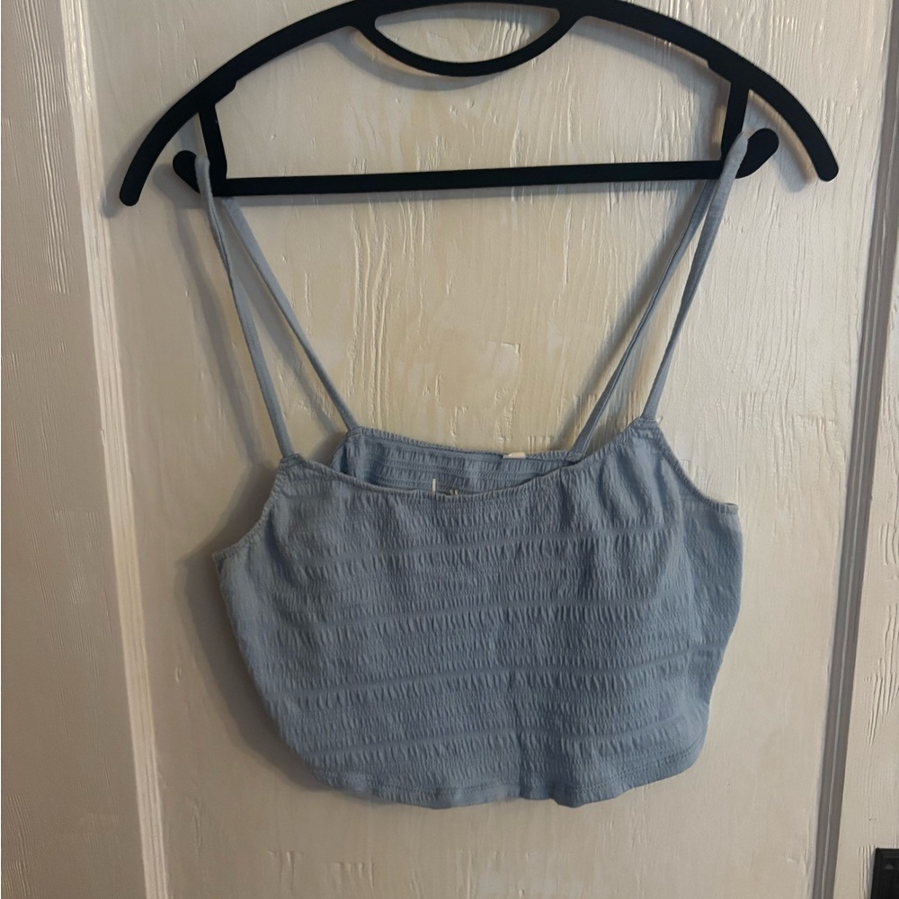 Pacsun Light Blue Smocked Spaghetti Strap Crop Top